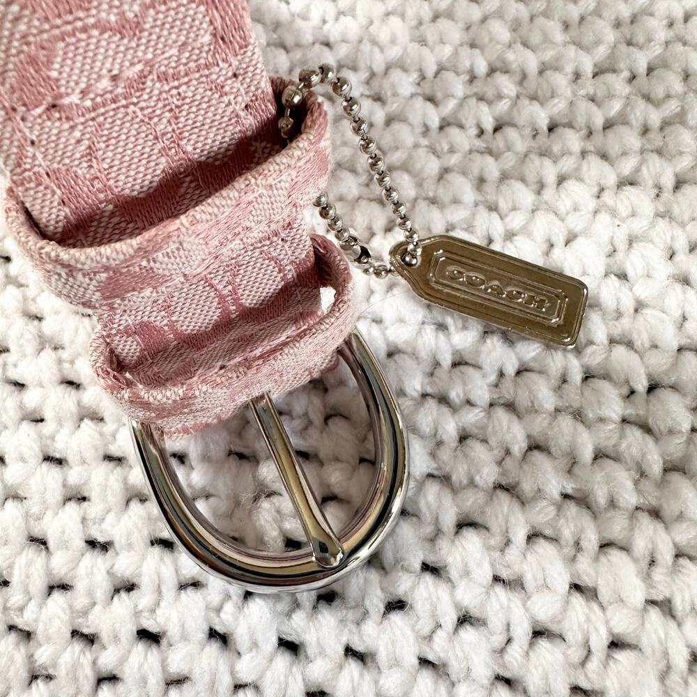 Coach Vintage Y2K Pink Canvas Signature CC Soho Slim Waist Belt Metal Fob Large - Picture 5 of 7